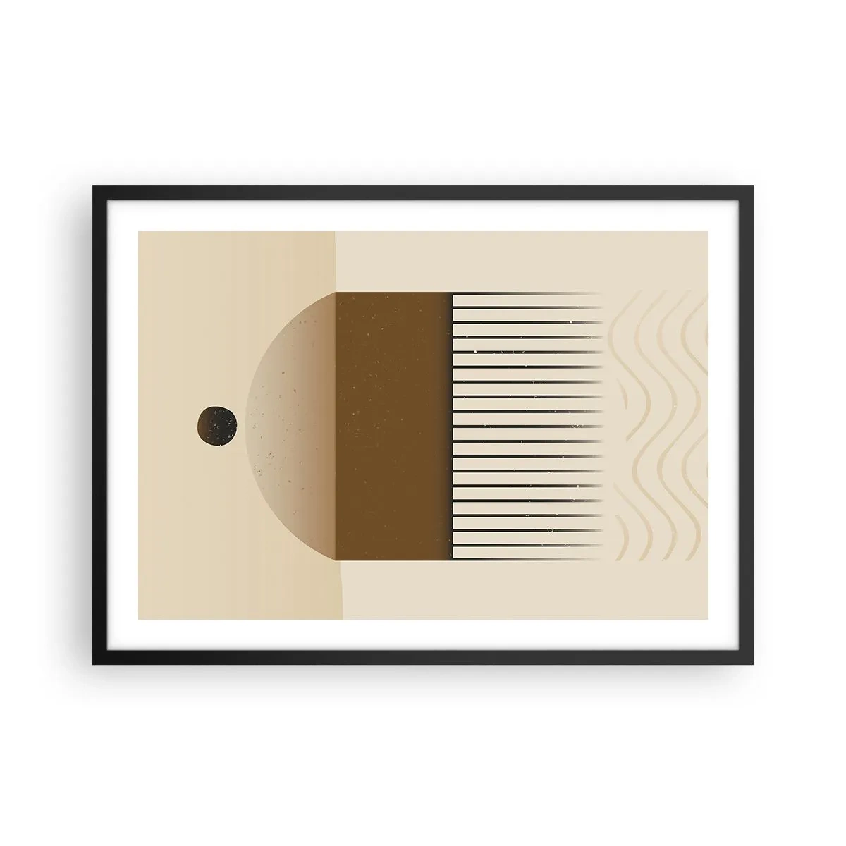 Póster en marco negro - Composición geométrica abstracta en tonos beige y marrón. - 70x50cm - Varios estados - Decoración de pared moderna para salón y dormitorio ARTTOR