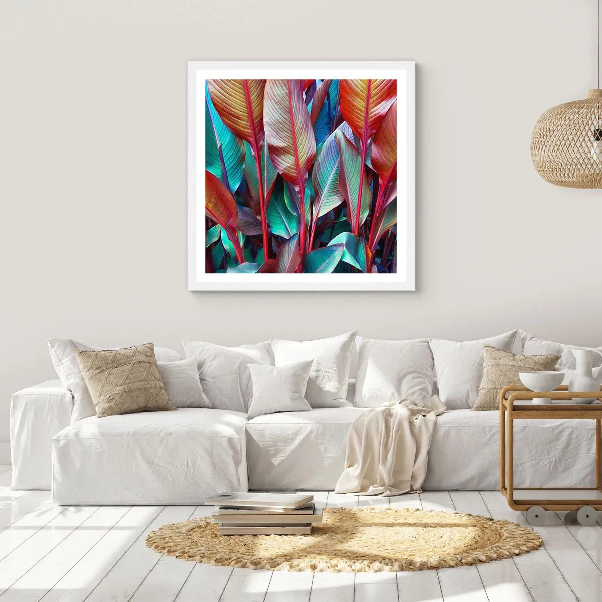 Póster en marco blanco - Un matorral de colores - 60x60 cm