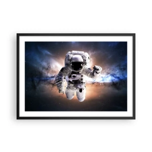 Póster en marco negro - Astronauta en el espacio - 70x50cm - Saludos desde el espacio exterior - Decoración de pared moderna para salón y dormitorio ARTTOR