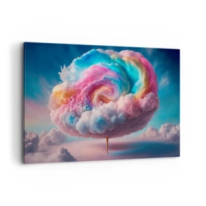 Cuadro sobre lienzo - Impresión de Imagen - Una nube en forma de espiral con colores pastel en el cielo. - 100x70cm - El sueño de un parque de atracciones - Decoración de pared moderna para salón y dormitorio ARTTOR