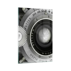 Cuadro sobre vidrio - Impresiones sobre Vidrio - La lente de una cámara antigua - 80x120cm - Una historia de Hollywood - Decoración de pared moderna para salón y dormitorio ARTTOR