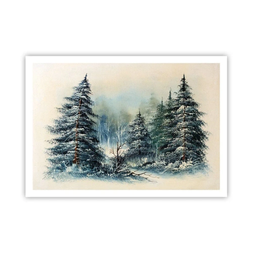 Póster - Paisaje invernal con árboles cubiertos de nieve - 100x70cm - Preparados para la Navidad - Decoración de pared moderna para salón y dormitorio ARTTOR