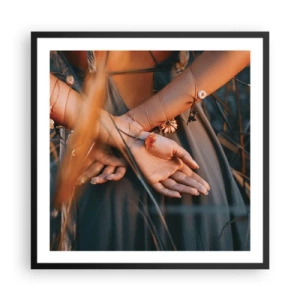 Póster en marco negro - Conectada con la naturaleza - 60x60 cm