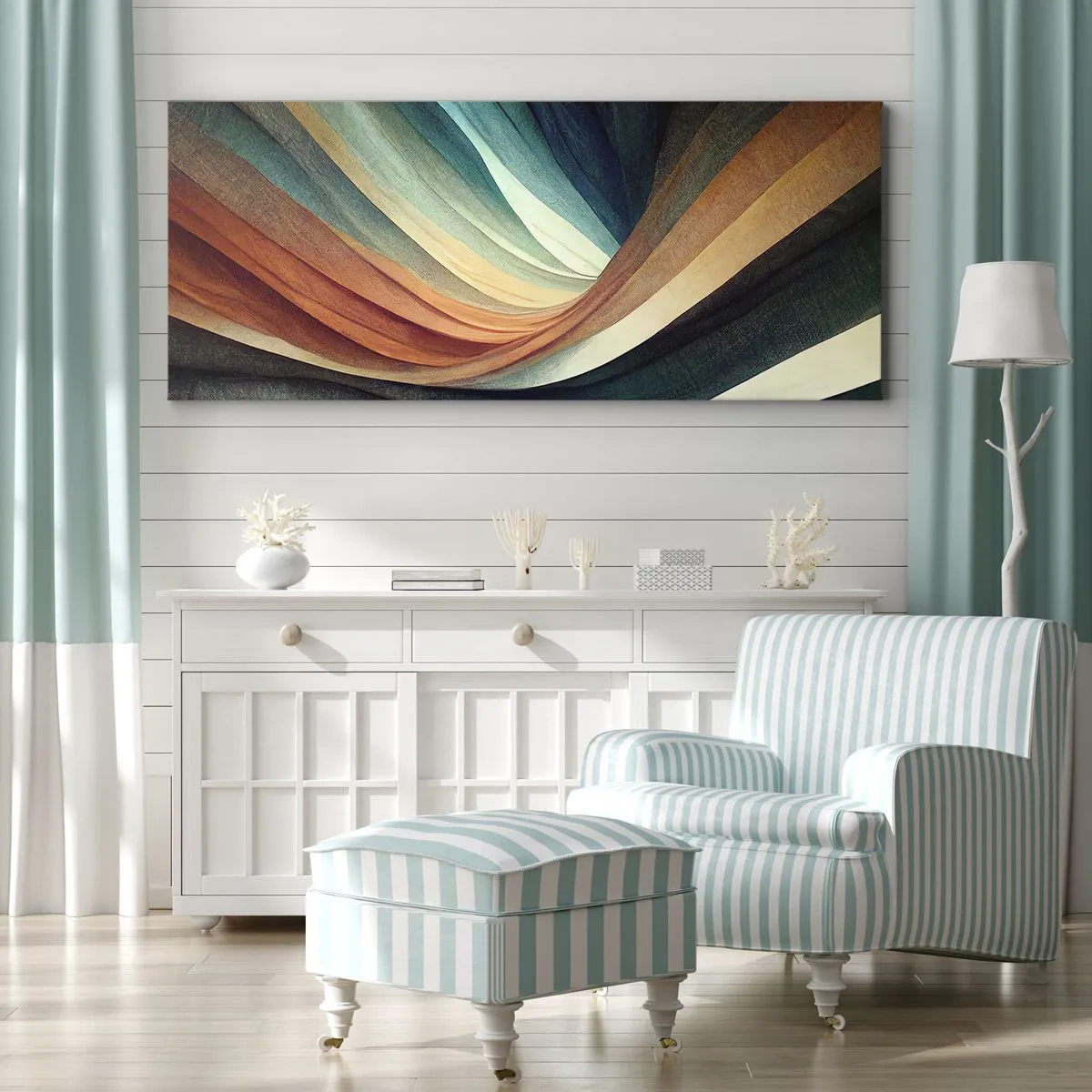 Cuadro sobre lienzo - Impresión de Imagen - Tejido de colores - 100x40 cm