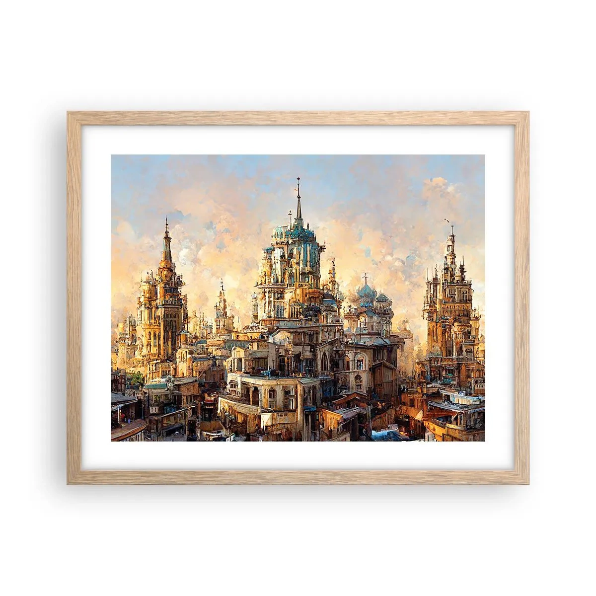 Póster en marco roble claro - Una ciudad de ciudades - 50x40 cm
