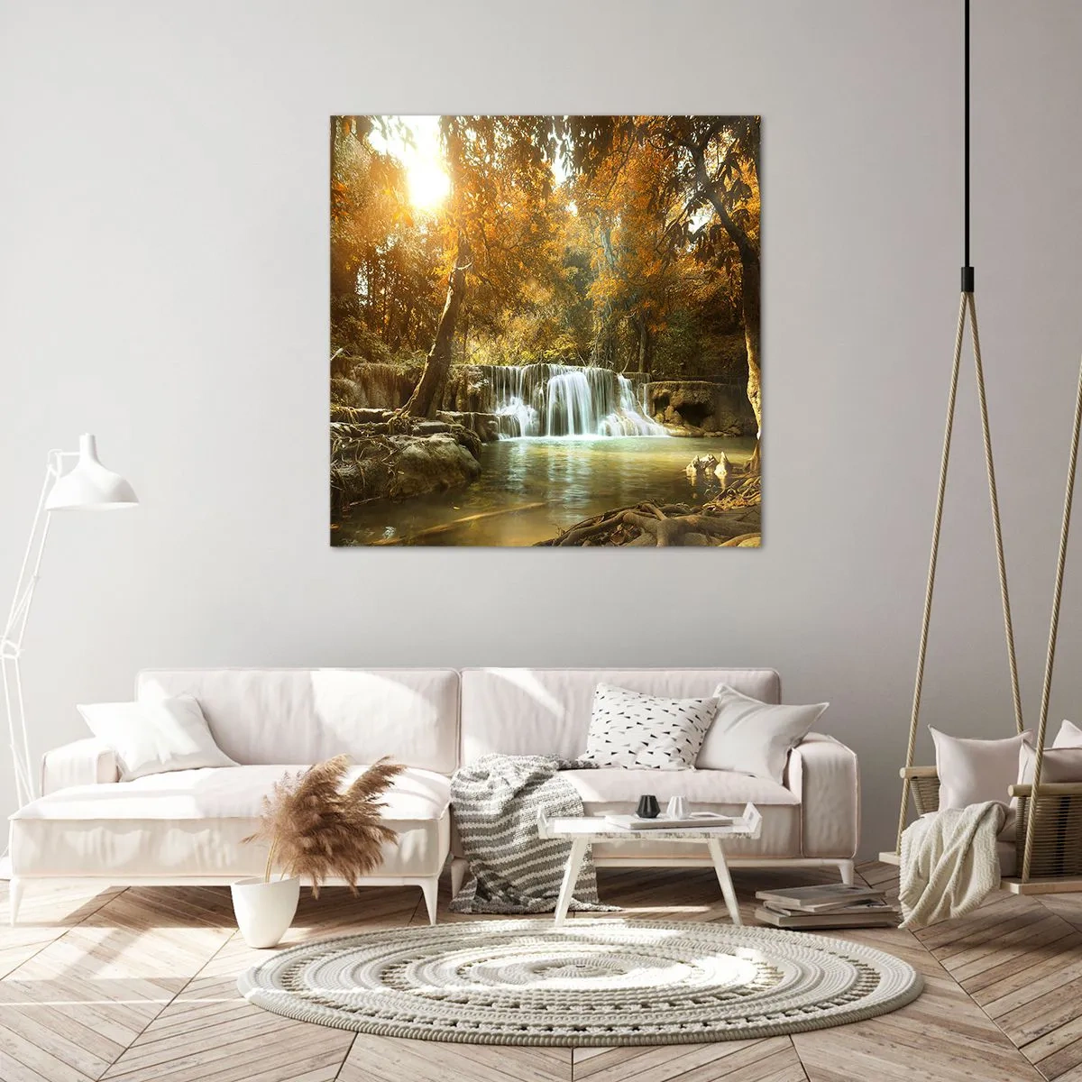 Cuadro sobre lienzo - Impresión de Imagen - Una cascada en el parque - 70x70 cm