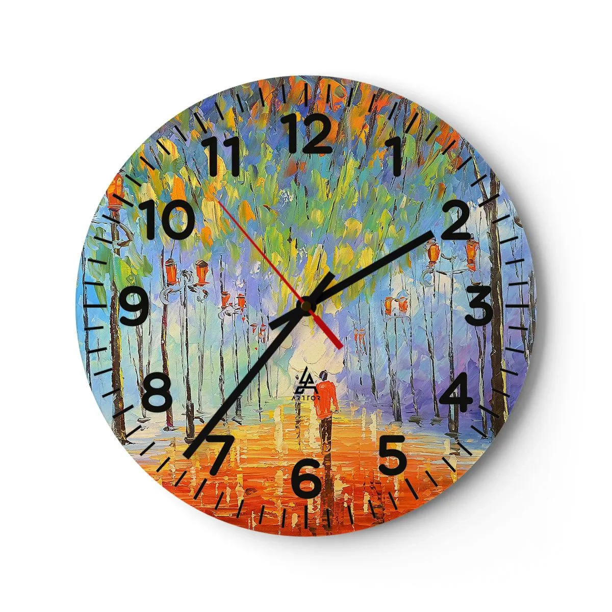 Reloj de pared - Reloj de vidrio - La canción nocturna de la lluvia - 30x30 cm