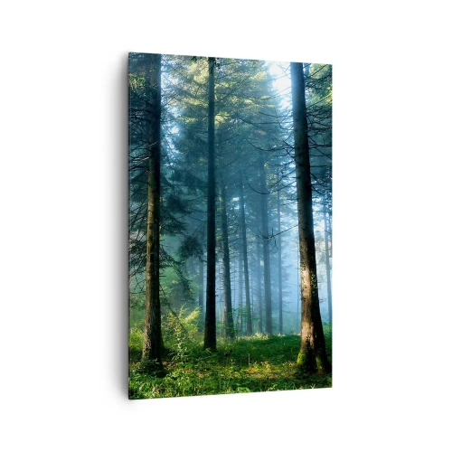 Cuadro sobre lienzo - Impresión de Imagen - Un sendero forestal iluminado por los rayos del sol de la mañana. - 80x120cm - Radiante por la mañana - Decoración de pared moderna para salón y dormitorio ARTTOR