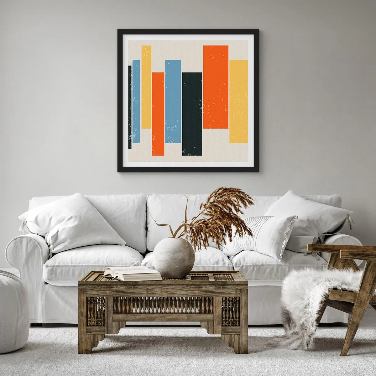 Póster en marco negro - Barras multicolor - 50x50 cm
