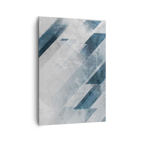 Cuadro sobre lienzo - Impresión de Imagen - Líneas abstractas en tonos grises y azules. - 70x100cm - Composición espacial - movimiento de grises - Decoración de pared moderna para salón y dormitorio ARTTOR
