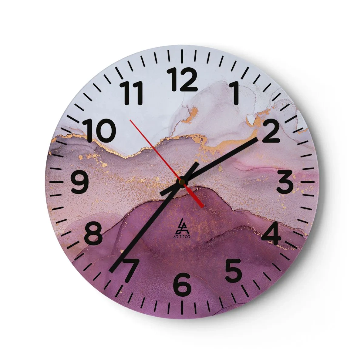Reloj de pared - Reloj de vidrio - Olas de lila y púrpura - 40x40 cm