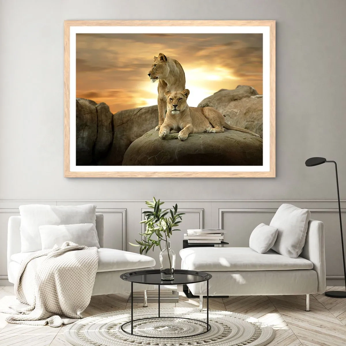 Póster en marco roble claro - Majestuosidad real - 100x70 cm