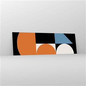Cuadro sobre vidrio - Impresiones sobre Vidrio - Patrón geométrico con formas coloridas sobre un fondo negro. - 160x50cm - Diseño con figuras - Decoración de pared moderna para salón y dormitorio ARTTOR