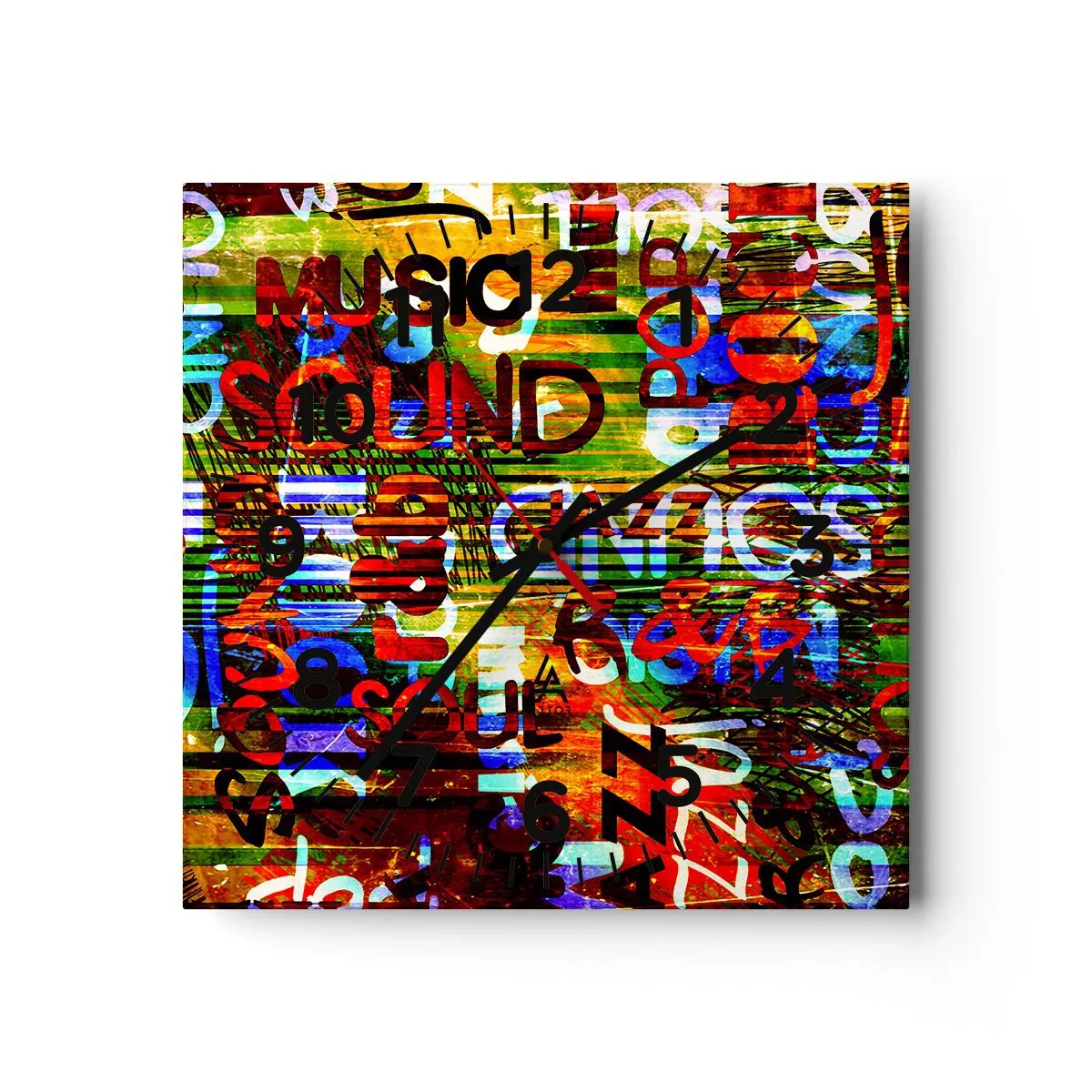 Reloj de pared - Reloj de vidrio - Todos los tonos del sonido - 30x30 cm