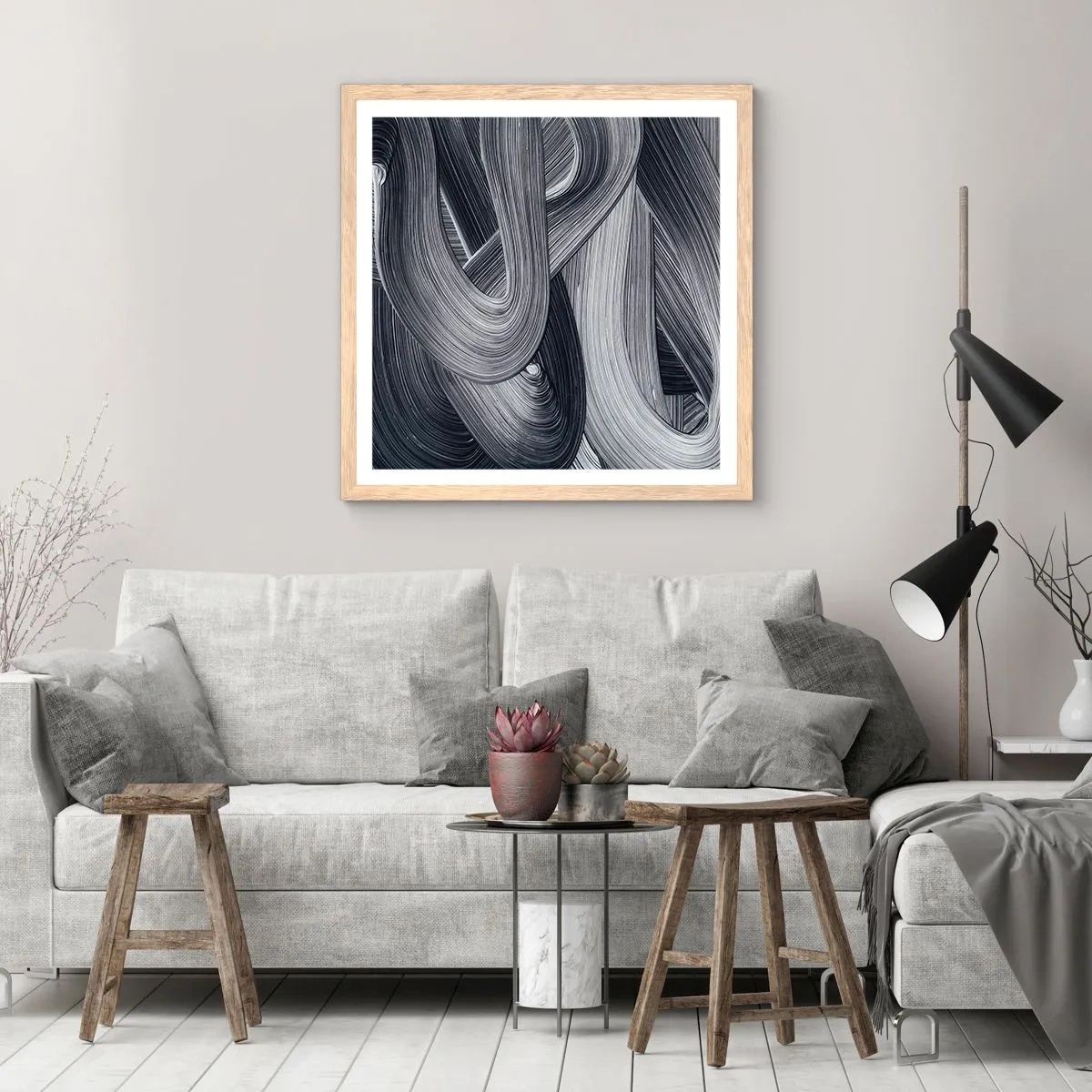 Póster en marco roble claro - La fluidez de la realidad - 30x30 cm