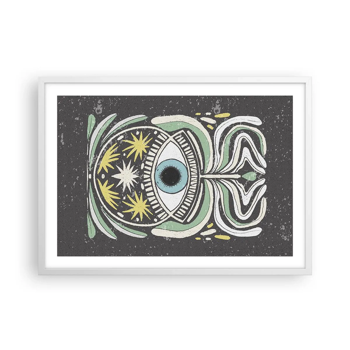 Póster en marco blanco - Rituales tribales - 70x50 cm