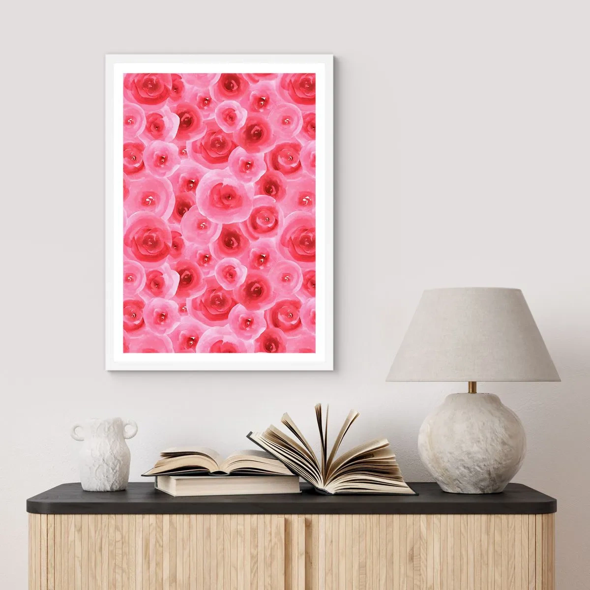 Póster en marco blanco - Rosas abajo y arriba - 70x100 cm