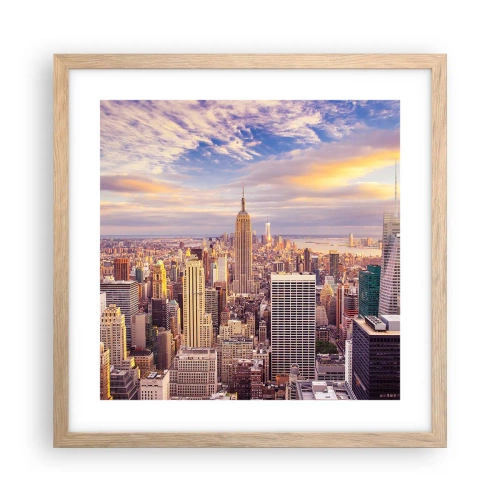 Póster en marco roble claro - Alcanzar las nubes - 40x40 cm