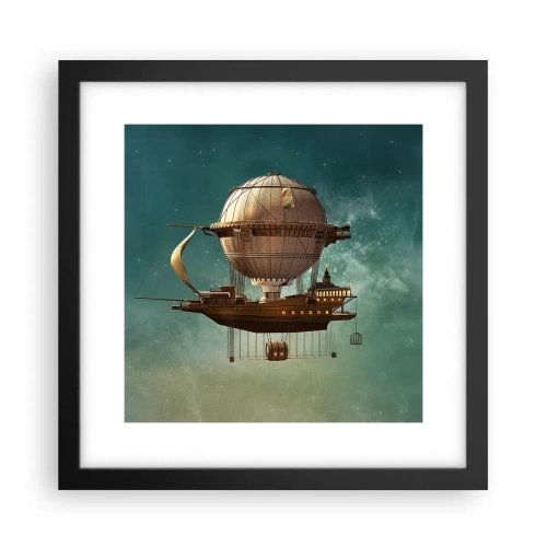 Póster en marco negro - Julio Verne saluda - 30x30 cm