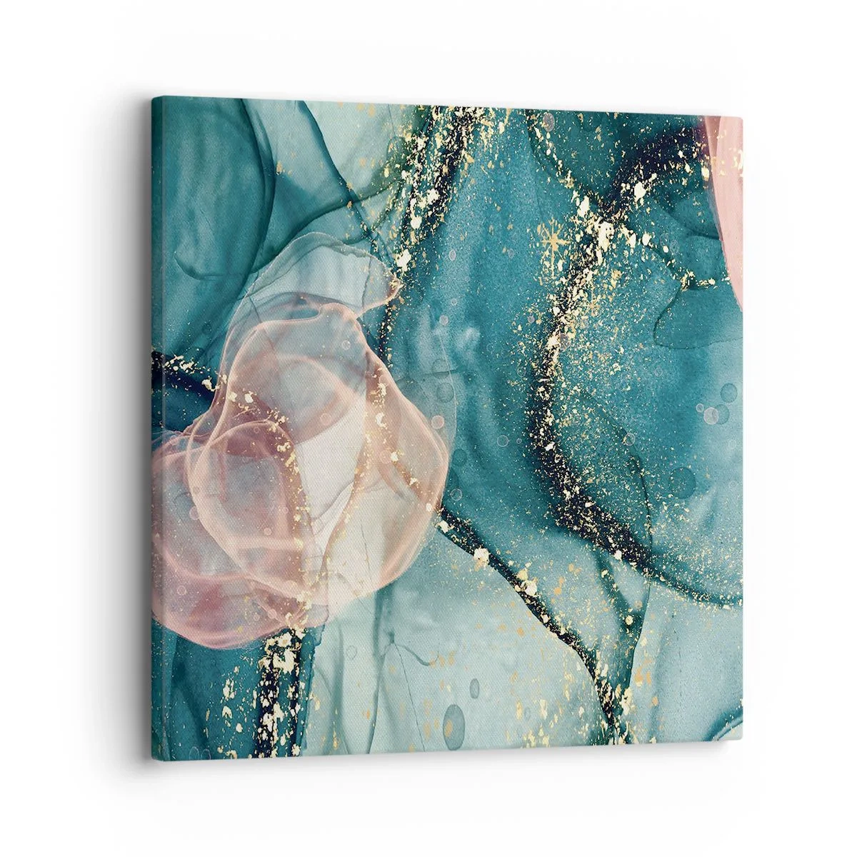 Cuadro sobre lienzo - Impresión de Imagen - Seda azul, tul rosa - 30x30 cm