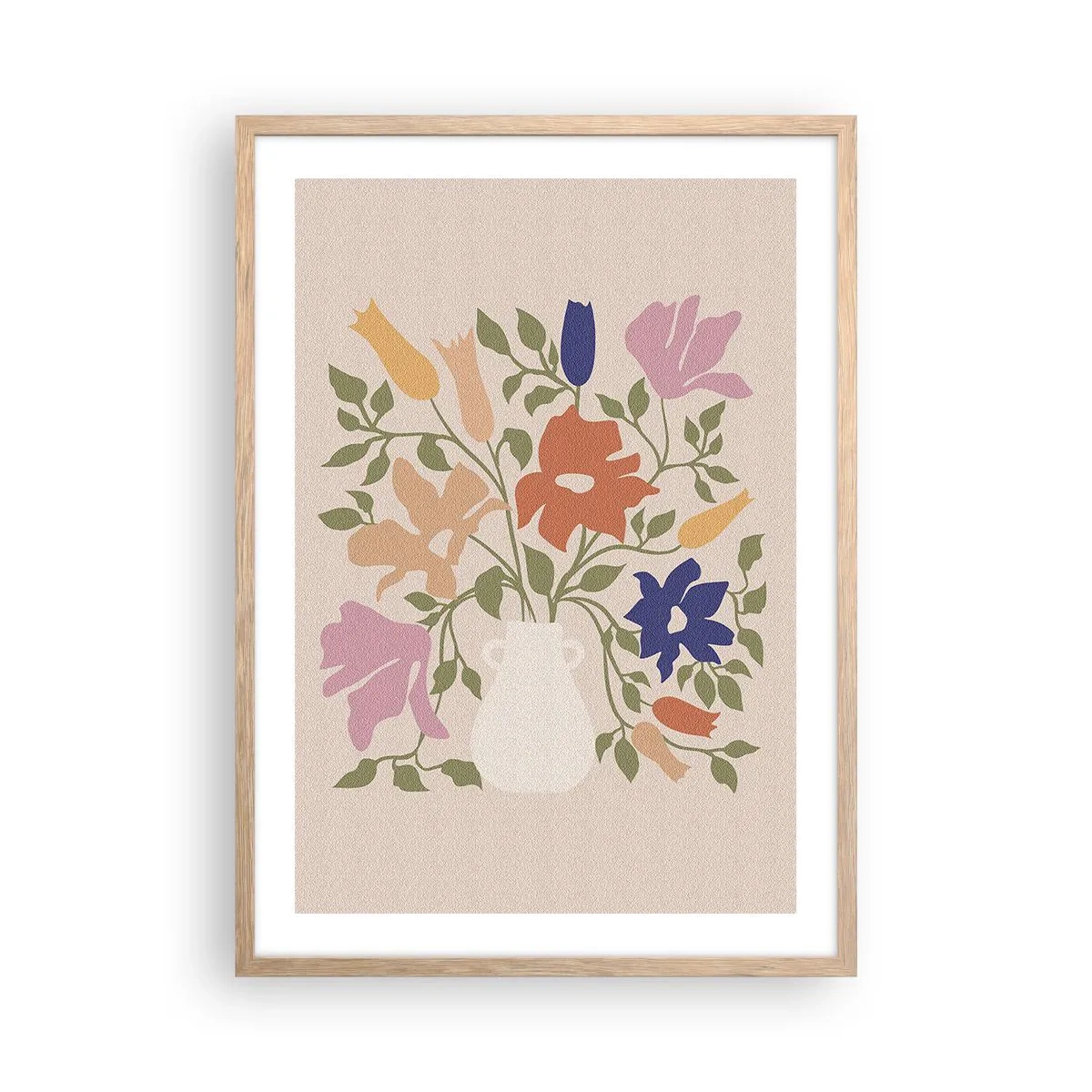 Póster en marco roble claro - Ramo delicado - 50x70 cm