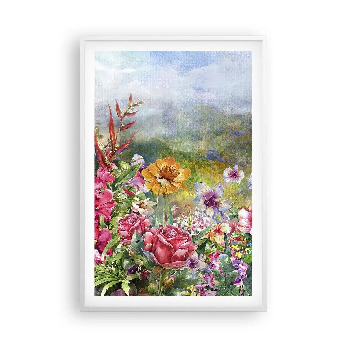 Póster en marco blanco - Un jardín enloquecido - 61x91 cm