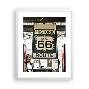 Póster en marco blanco - Un viaje retro americano - 40x50 cm