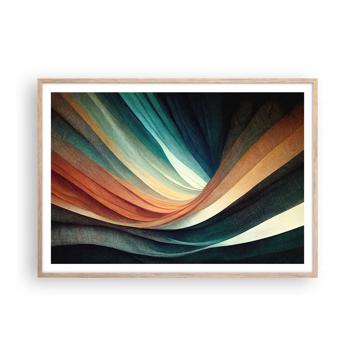 Póster en marco roble claro - Tejido de colores - 100x70 cm