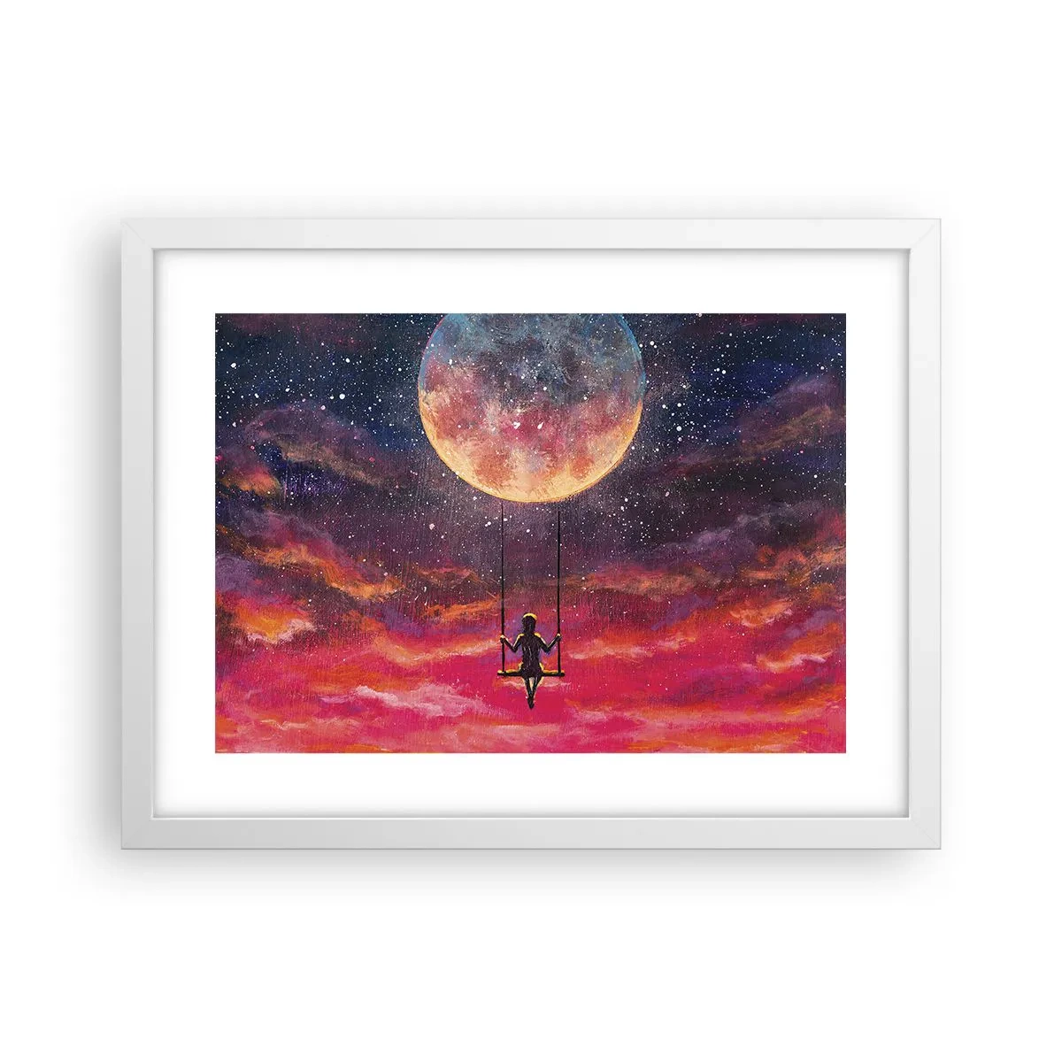 Póster en marco blanco - Disfrutar de las nubes - 40x30 cm