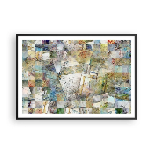 Póster en marco negro - Abstracción colorida con formas geométricas y líneas. - 100x70cm - Remodelación geométrica - Decoración de pared moderna para salón y dormitorio ARTTOR