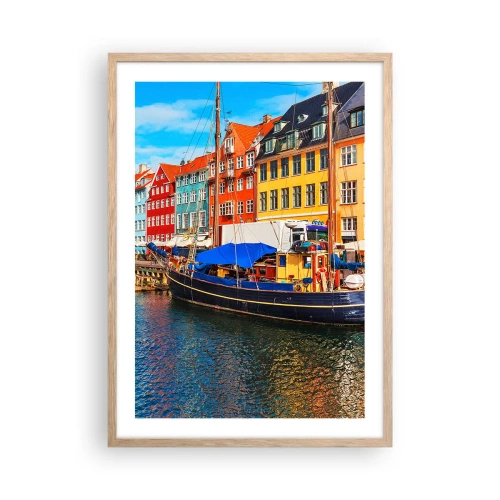 Póster en marco roble claro - Muelle alegre - 50x70 cm