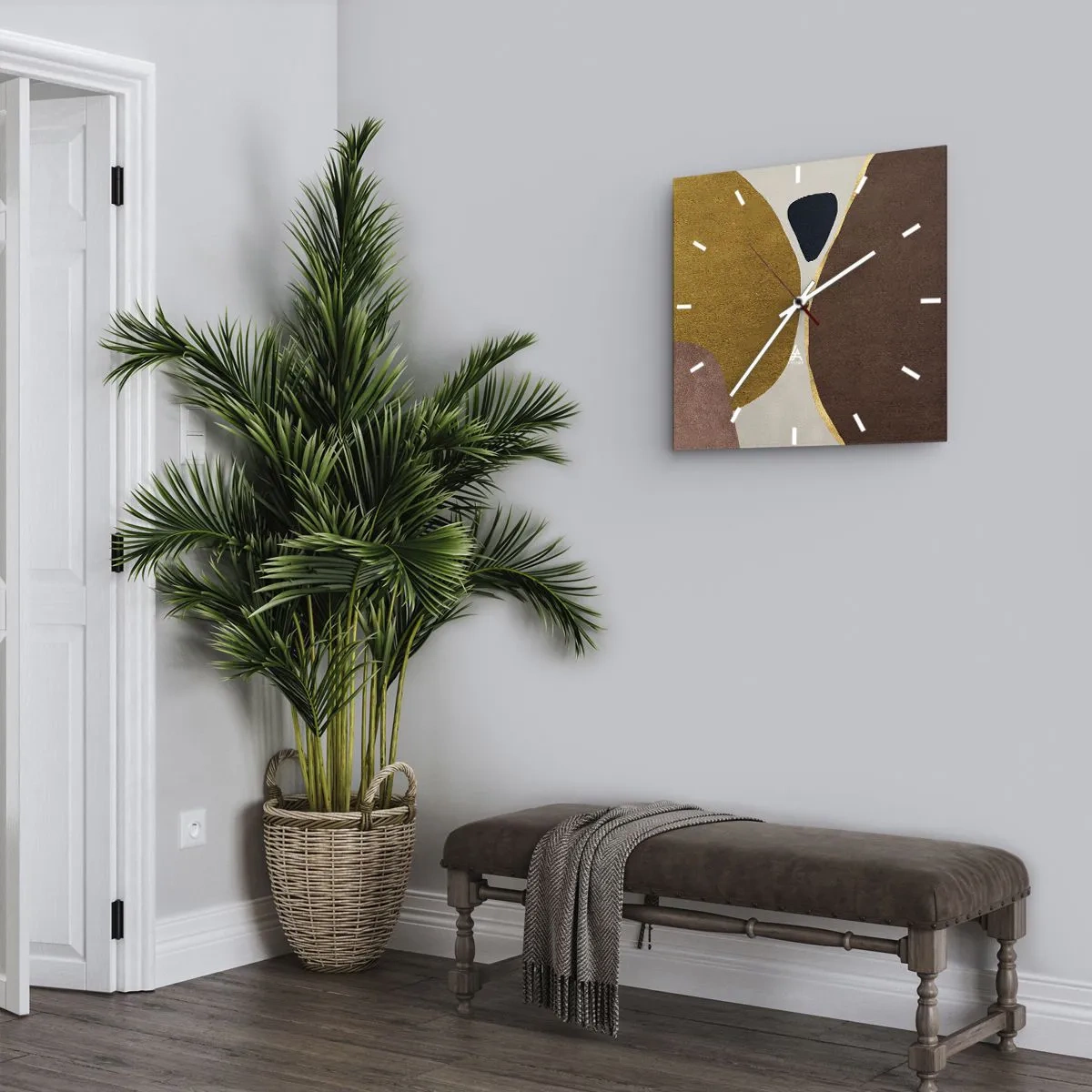 Reloj de pared - Reloj de vidrio - Abstracción - un lugar en el espacio - 30x30 cm