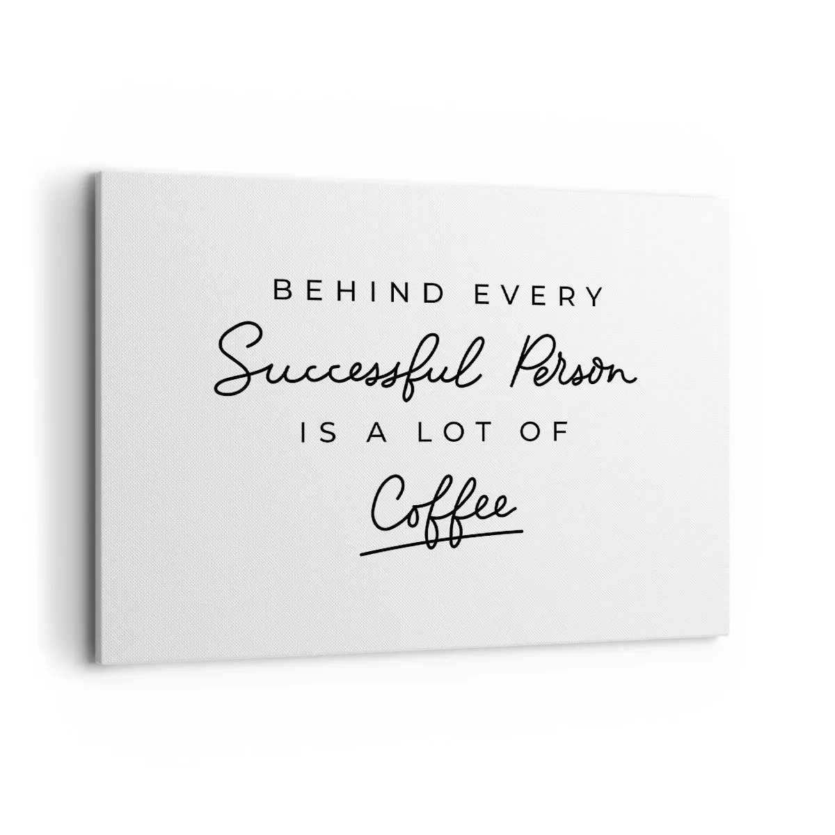 Cuadro sobre lienzo - Impresión de Imagen - Una cita minimalista sobre el éxito y el café sobre un fondo blanco. - 100x70cm - El secreto del éxito - Decoración de pared moderna para salón y dormitorio ARTTOR