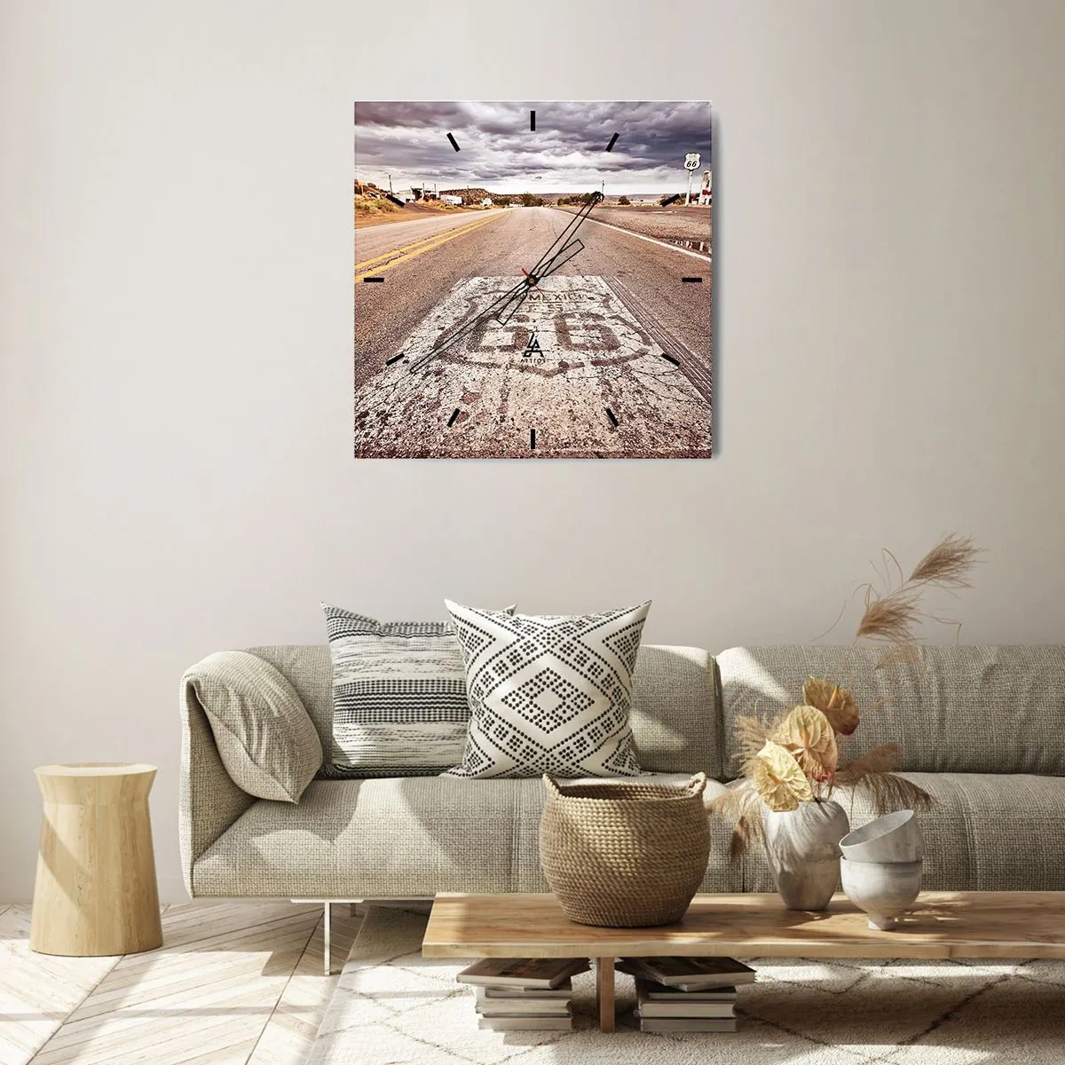 Reloj de pared - Reloj de vidrio - Mother Road: una leyenda americana - 30x30 cm