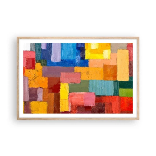 Póster en marco roble claro - Cada una diferente, todas coloridas - 91x61 cm