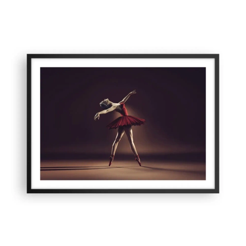 Póster en marco negro - Una bailarina de ballet con un vestido rojo frente a un escenario de fondo. - 70x50cm - Primera bailarina - Decoración de pared moderna para salón y dormitorio ARTTOR