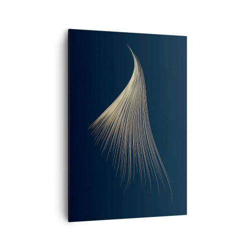 Cuadro sobre lienzo - Impresión de Imagen - Una delicada línea similar a una pluma sobre un fondo azul marino. - 70x100cm - Como el cabello de un ángel - Decoración de pared moderna para salón y dormitorio ARTTOR