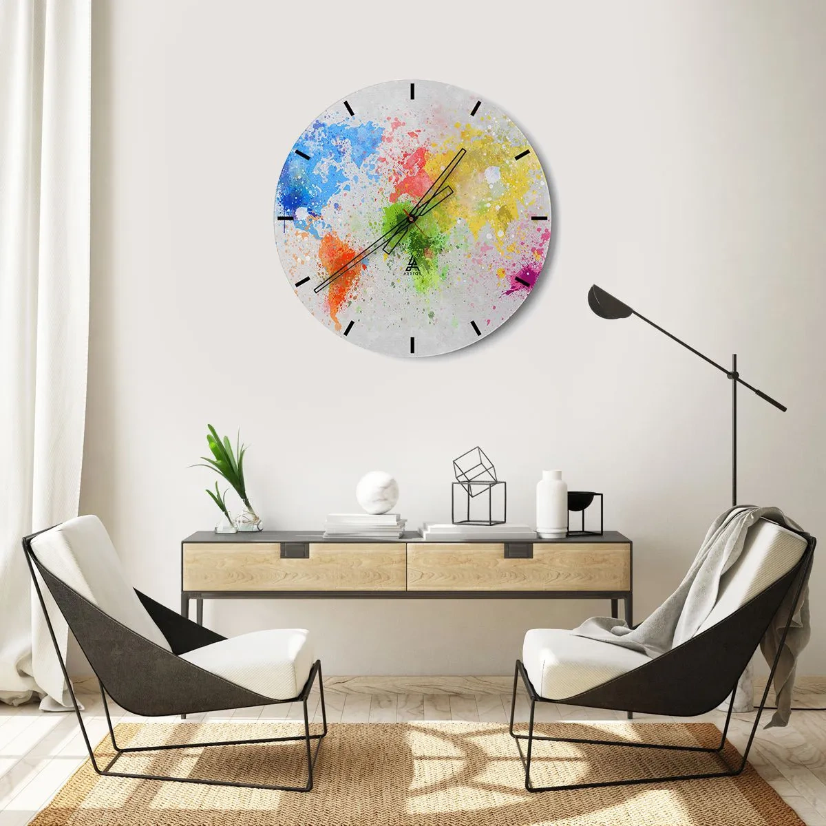 Reloj de pared - Reloj de vidrio - Todos los colores del mundo - 40x40 cm