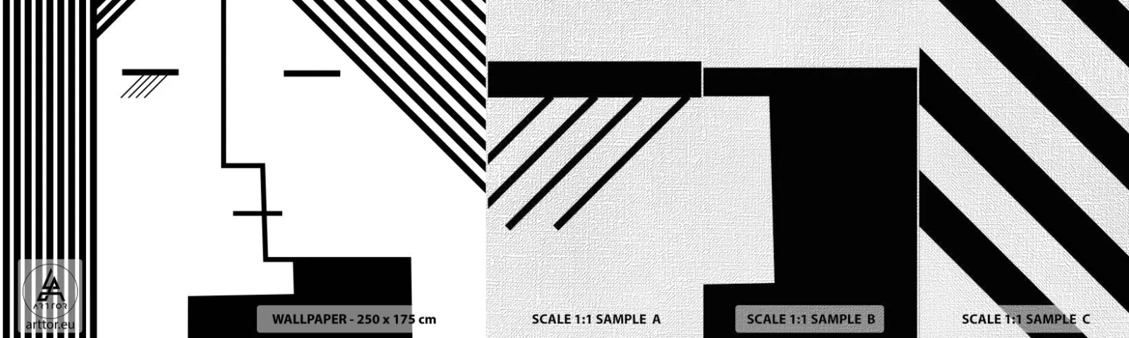 Muestra de fotomural Premium Canvas - Solo un beso - Arte Moderno, En blanco y negro, Rostro - 100x30 cm