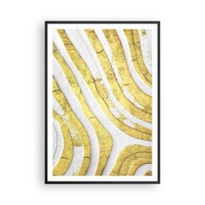 Póster en marco negro - Una composición en blanco y oro - 70x100 cm