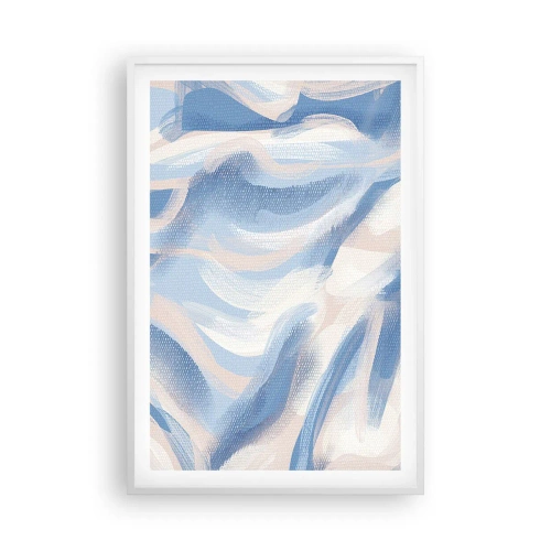 Póster en marco blanco - Ondas azules - 61x91 cm
