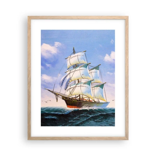 Póster en marco roble claro - Orgulloso con el viento - 40x50 cm