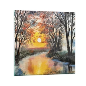 Cuadro sobre vidrio - Impresiones sobre Vidrio - Ambiente otoñal - 30x30 cm