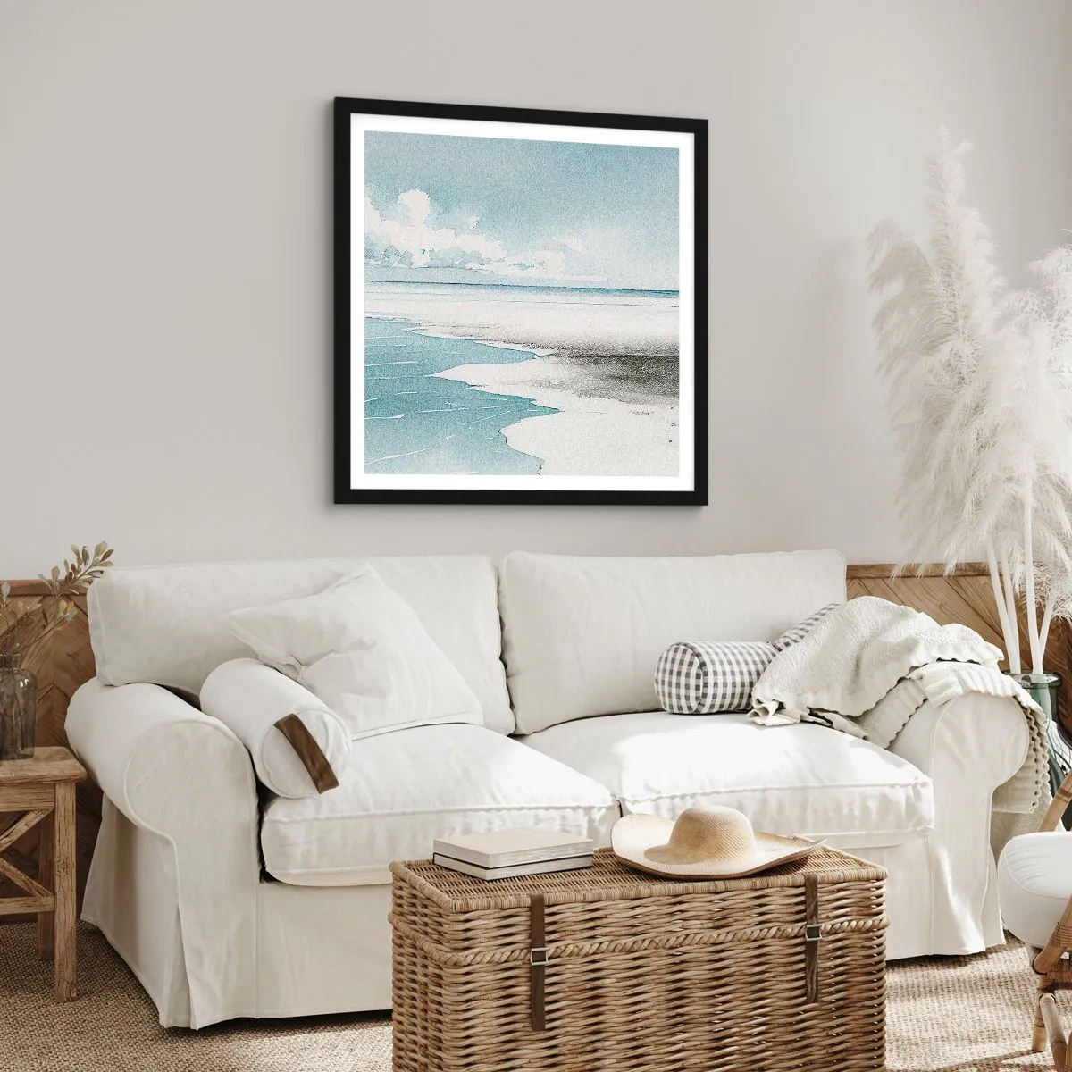 Póster en marco negro - Suave marea otoñal - 30x30 cm