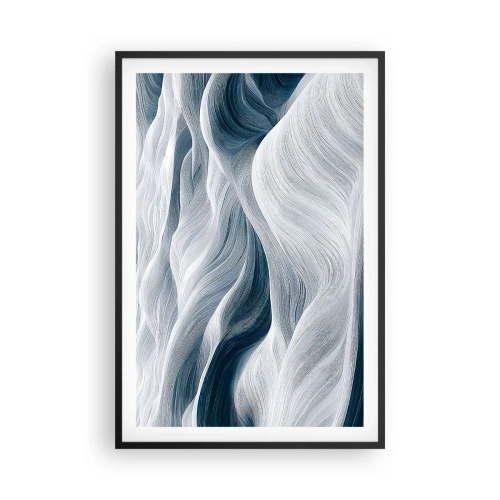 Póster en marco negro - Olas blancas y azules - 61x91 cm