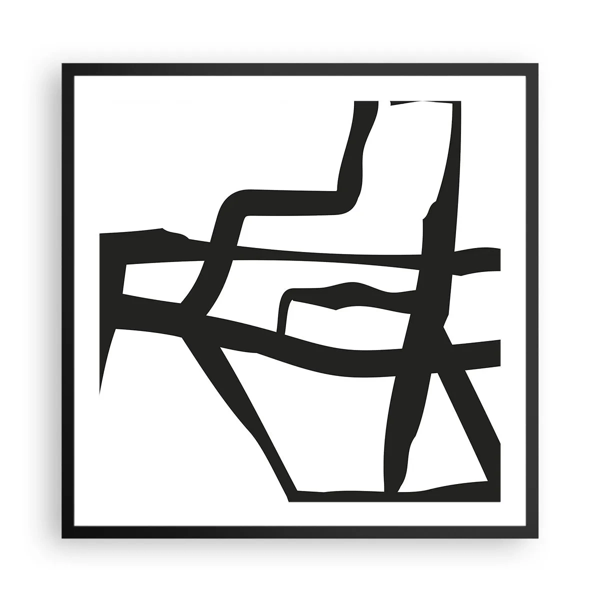 Póster en marco negro - Construcción en blanco y negro - 60x60 cm