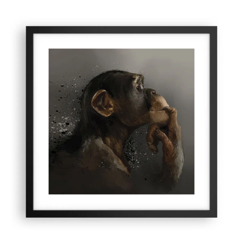 Póster en marco negro - La evolución del pensador - 40x40 cm