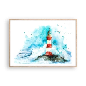 Póster en marco roble claro - La unidad de los elementos - 100x70 cm