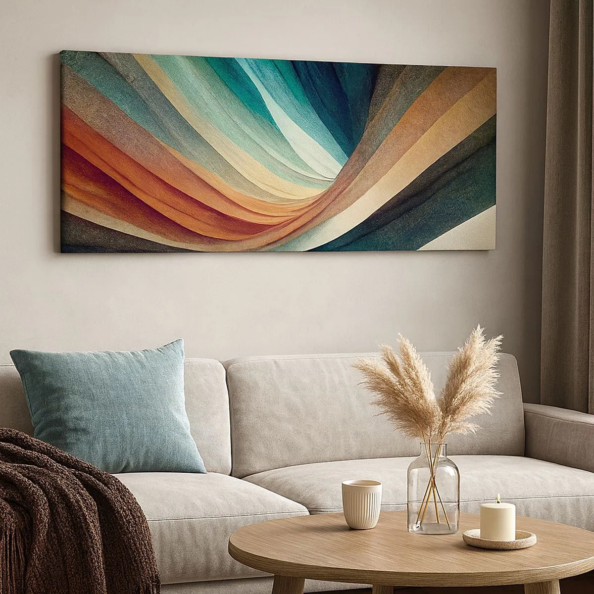 Cuadro sobre lienzo - Impresión de Imagen - Tejido de colores - 100x40 cm
