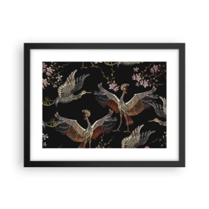 Póster en marco negro - Aves de cuento de hadas - 40x30 cm